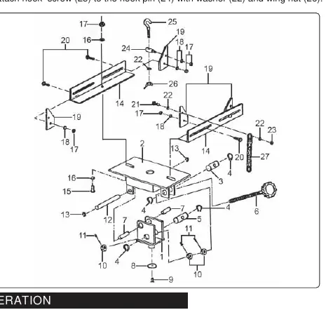 Assembly diagram showing parts and hardware configuration.