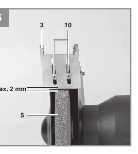 Correct clearance between wheel and spark deflector