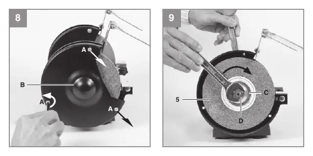 Replacing the grinding wheel