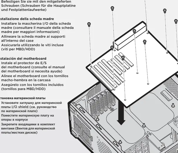 Motherboard installation steps