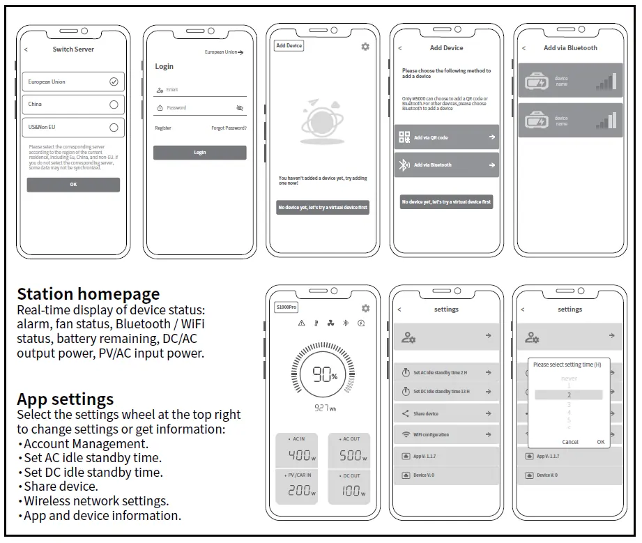App interface and settings