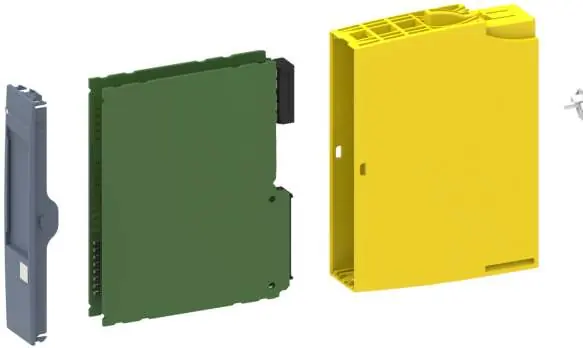 Exploded view of the SIMATIC ET 200SP module components.