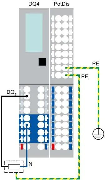 3-wire connection of actuators with potential distribution module