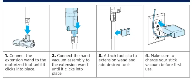 Assembly steps for the vacuum components.