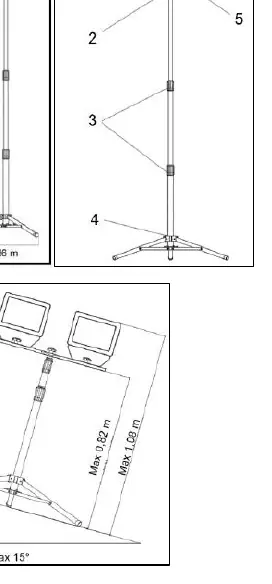 Assembly diagram showing components and height adjustment.