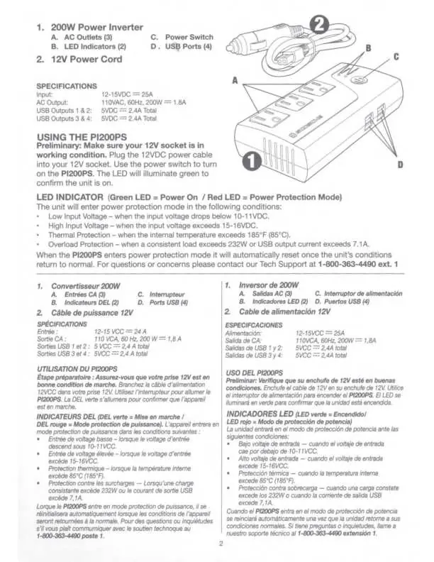 Scosche INVERT 200 components diagram