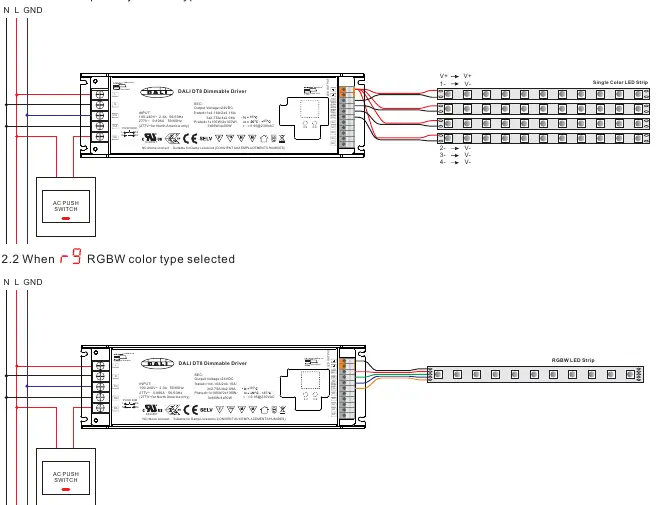 Wiring diagrams for AC Push Switch control