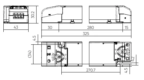 Dimensions of the LED driver
