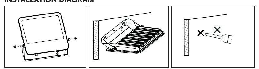 Installation diagram showing bracket mounting