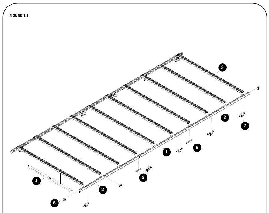 Exploded view of the van rack assembly (Figure 1.1).