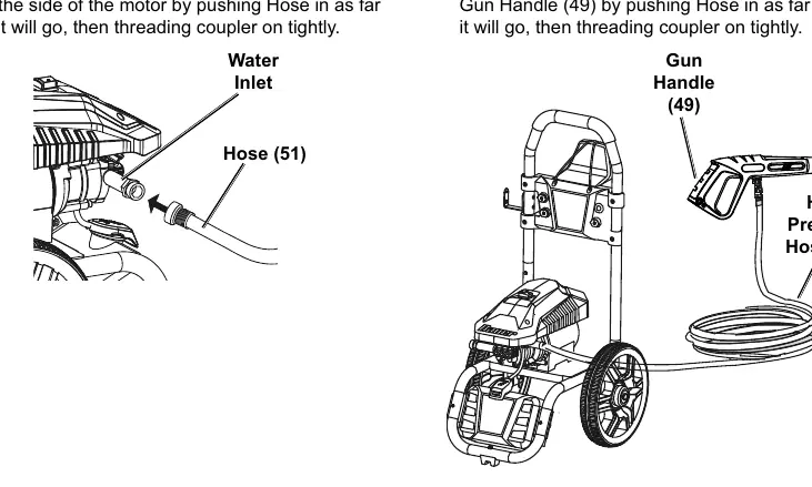 Connecting the high-pressure hose.