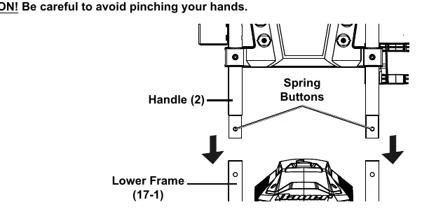 Attaching the handle to the lower frame.