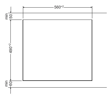 Cutout dimensions for installation
