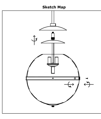 Sketch map showing the assembly order of the metal caps and acrylic ball.
