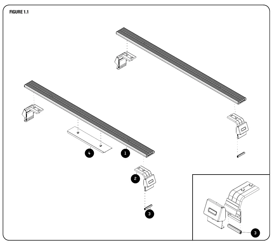 Exploded view of the Load Bar Kit components.