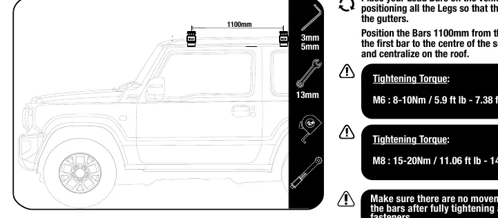 Step 3.2: Positioning the bars on the vehicle.