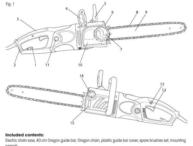 Chain saw components diagram