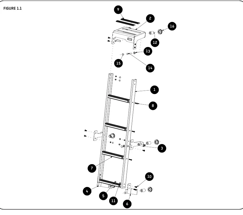 Exploded view of the ladder assembly (Figure 1.1)