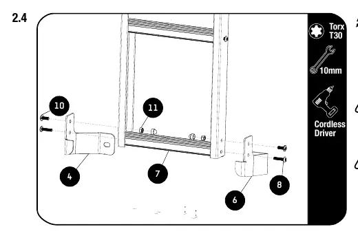 Assembly of bottom brackets (Step 2.4)