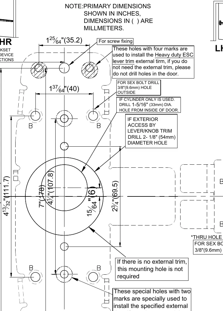 LHR (Left Hand Reverse) drilling template for SVR device.