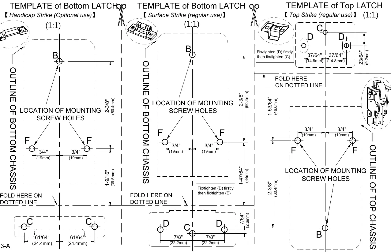 Bottom and Top Latch drilling templates.
