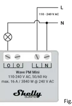 Wiring diagram for 110-240 V AC connection