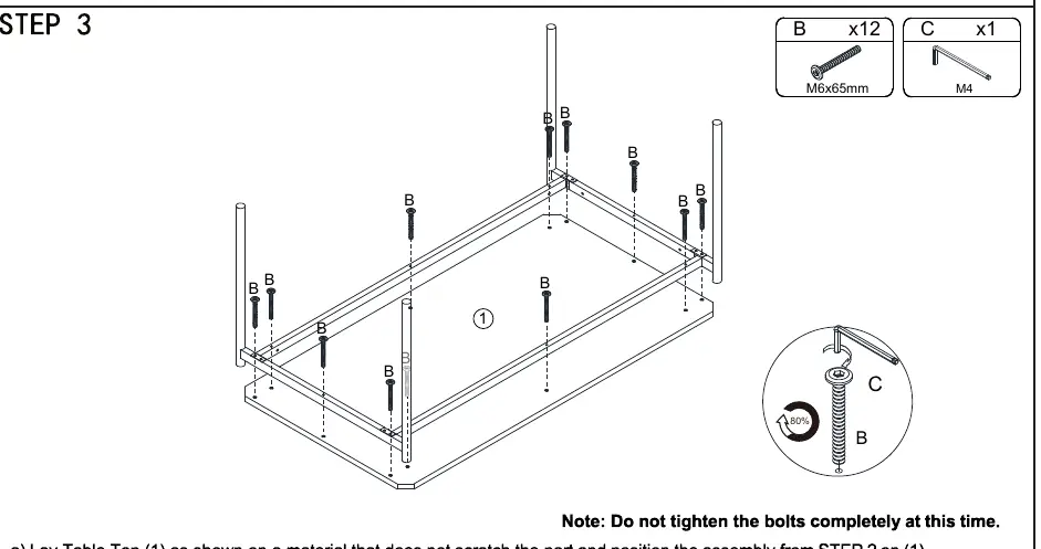 Step 3: Attaching Table Top