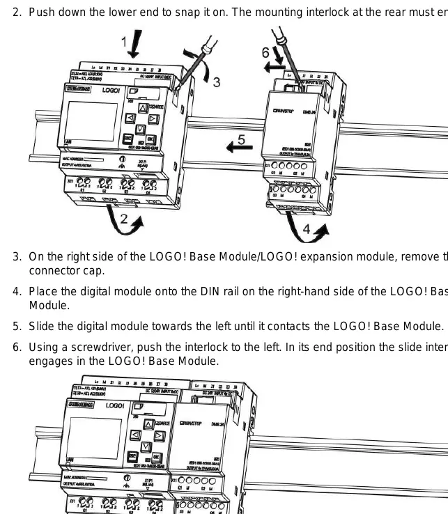 DIN rail mounting procedure