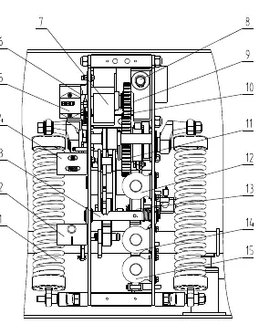 Front view of operation mechanism