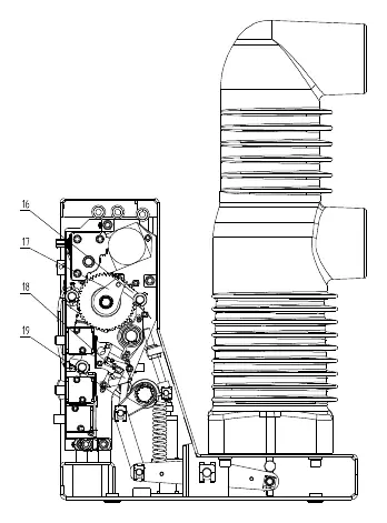 Side view of operating mechanism