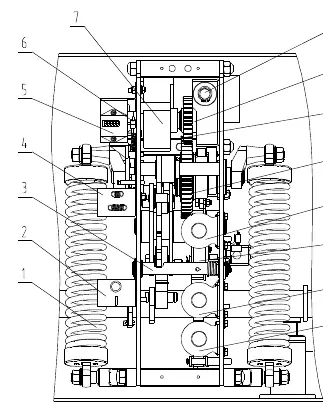 Front view of operation mechanism