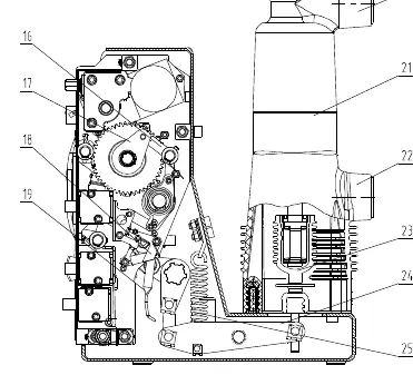 Side view of operation mechanism