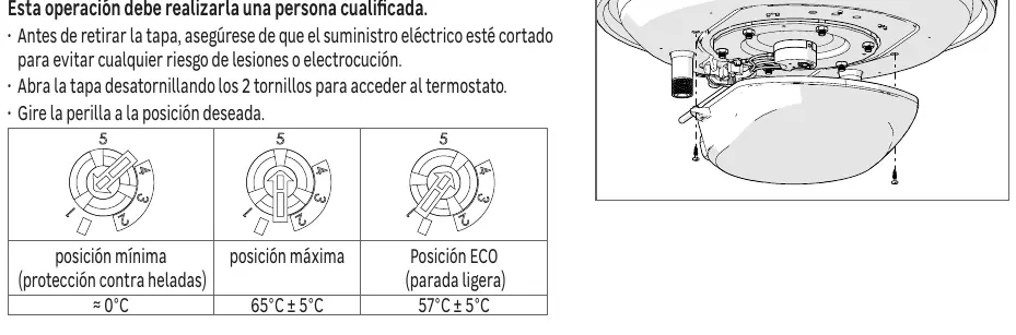 Thermostat adjustment for 150L-200L models