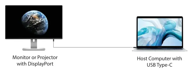Connection diagram showing host computer and display
