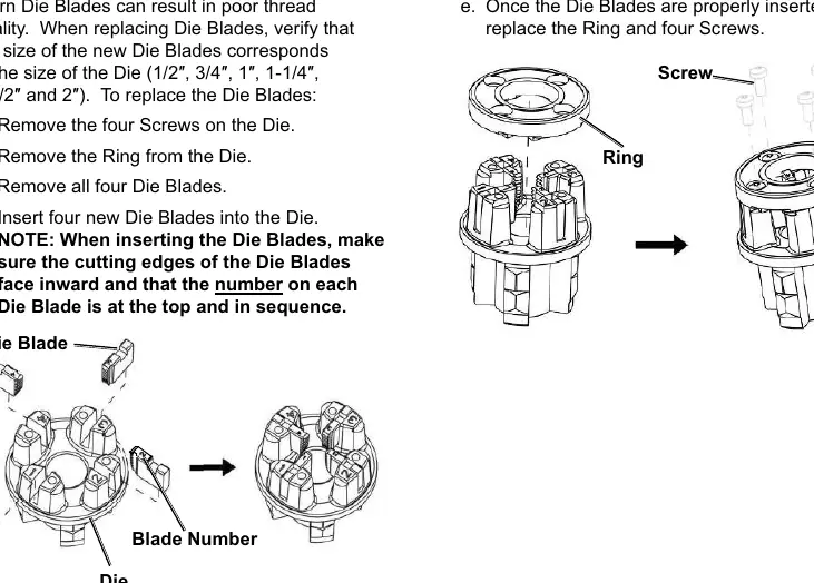 Replacing die blades