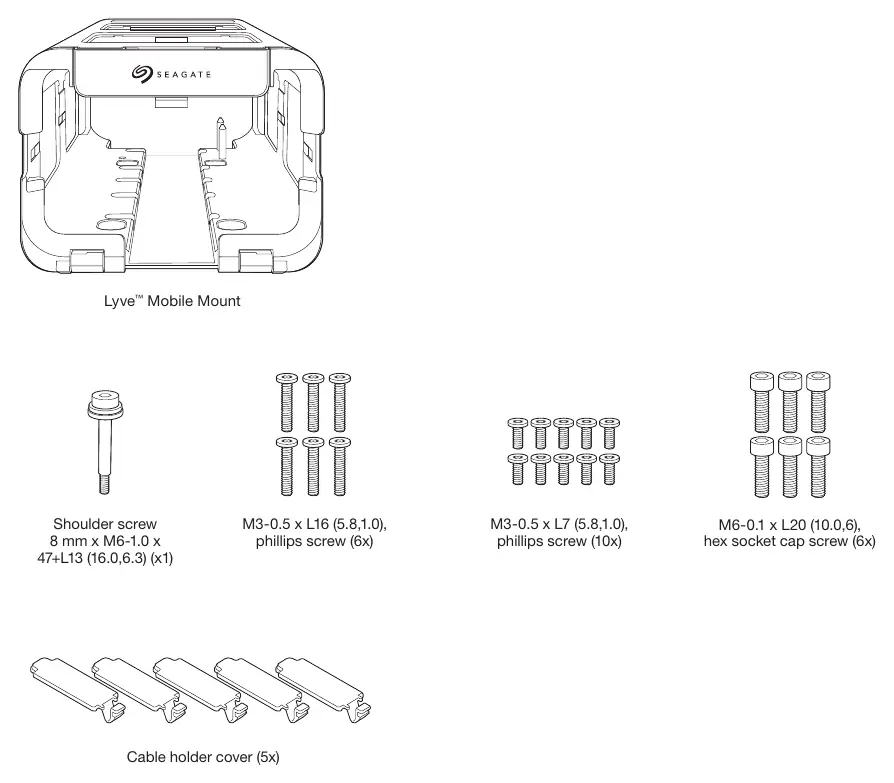 Part list for Lyve Mobile Mount