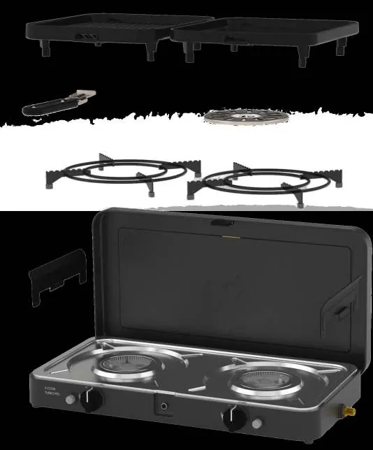 Exploded view of the stove components
