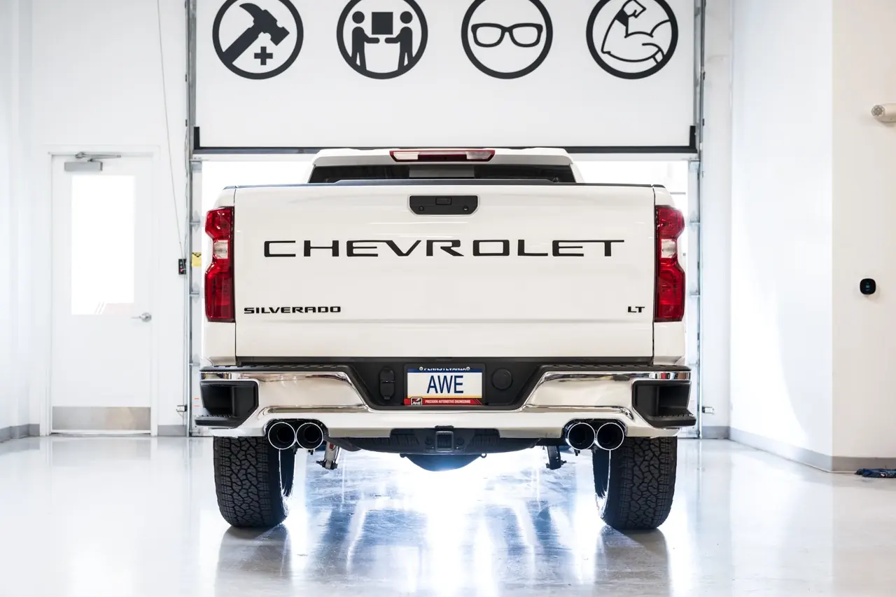 Rear view of installed exhaust