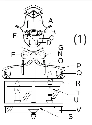 Semi-flush installation diagram (View 1).