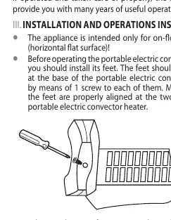 Feet installation diagram