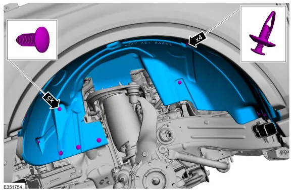 Removing pin-type retainers and fender splash shield