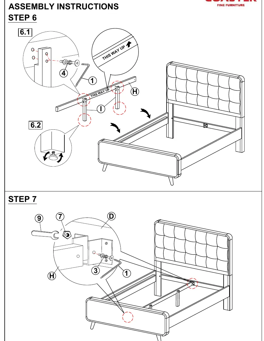 Steps 6-7: Center rail assembly.