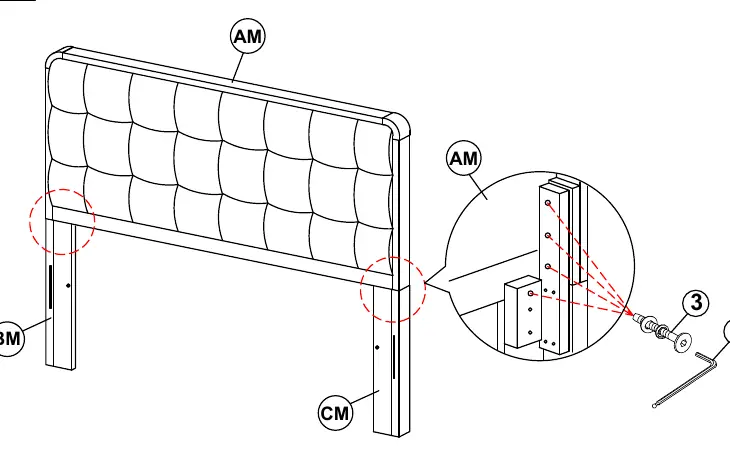 Step 1: Attaching headboard legs to the headboard panel.