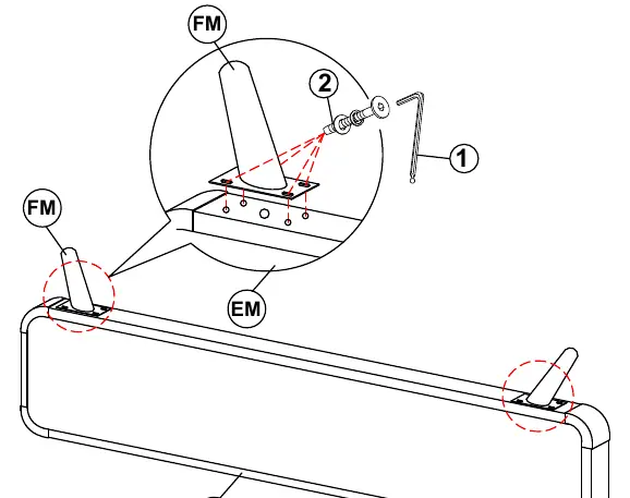 Step 3: Attaching footboard legs to the footboard panel.