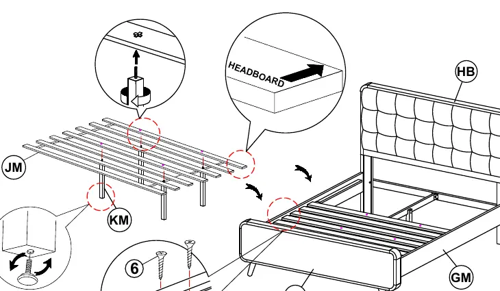 Step 8: Installing the bed slats.