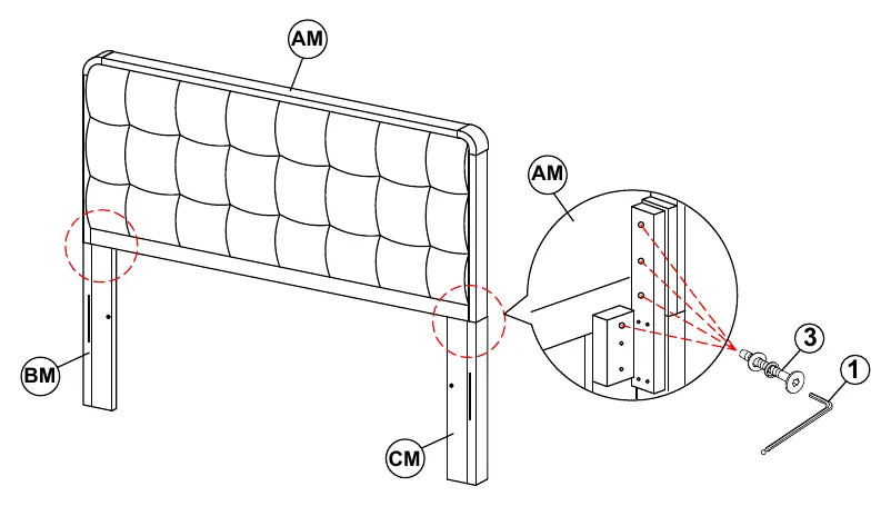 Step 1 and 2: Attaching headboard legs and bottom rail