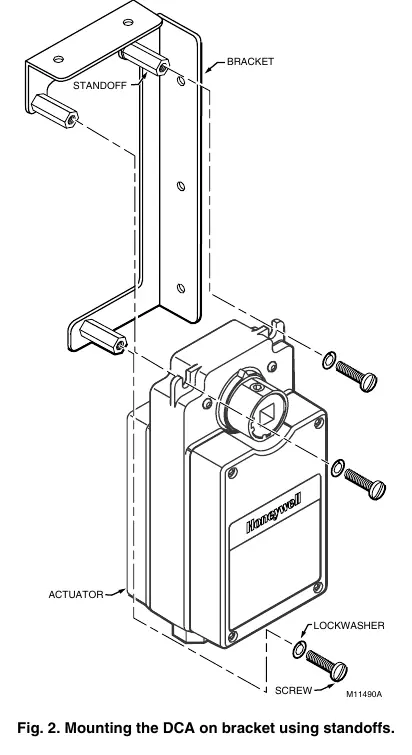 Fig. 2. Mounting the DCA on bracket using standoffs.