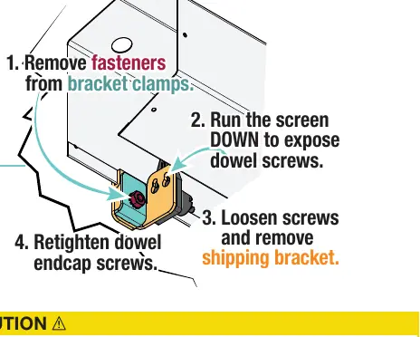 Removing shipping brackets from the dowel endcaps.
