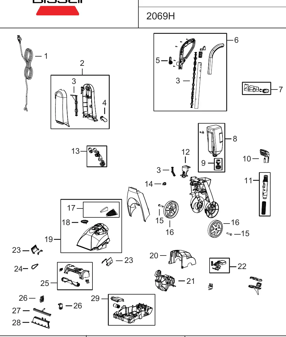 Bissell 2069H exploded parts diagram