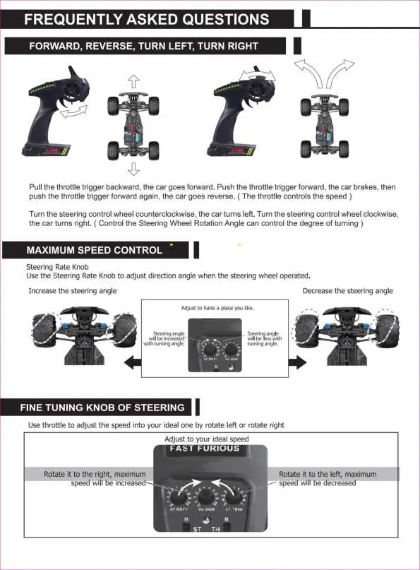 Steering and speed control adjustments